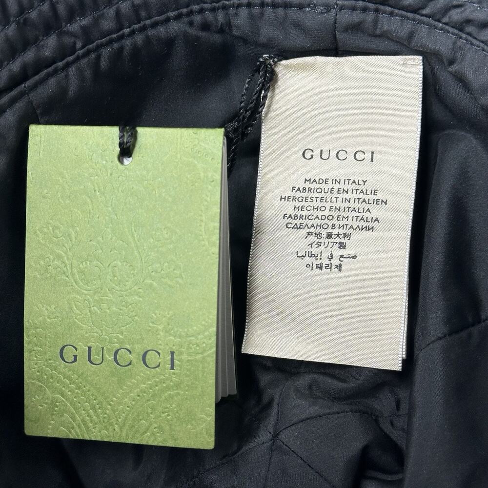 NWT Gucci Brella Cloche Size M 57cm Nylon Bucket Hat Black Gold GG Marmont $599 - Picture 10 of 15